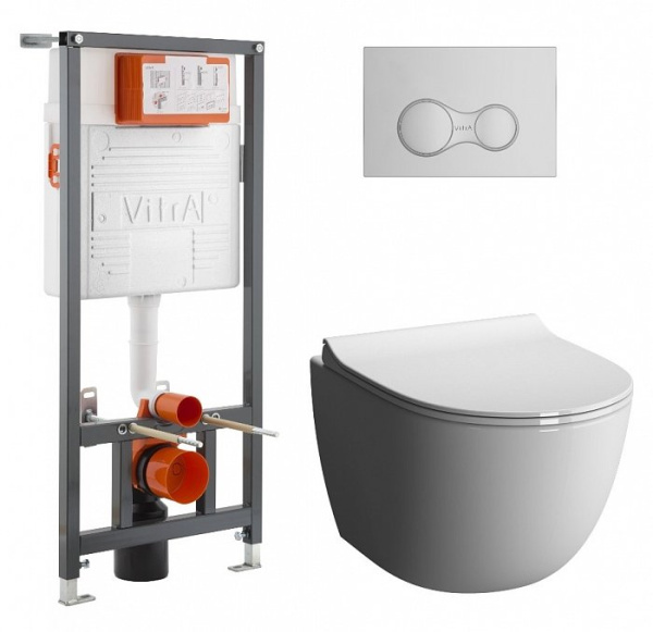 Комплект VitrA Sento L-Box set  безободковый, с микролифтом, 9830B003-7207