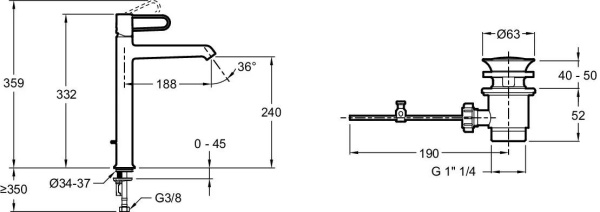 Смеситель для раковины Jacob Delafon Odeon Rive Gauche E21030-00-CP Смеситель для раковины Jacob Delafon Odeon Rive Gauche E21030-00-CP