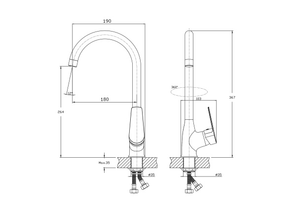 Смеситель для кухонной мойки RUSH Disco DI6935-22 Смеситель для кухонной мойки RUSH Disco DI6935-22