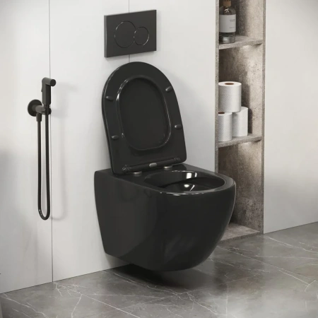 Унитаз подвесной безободковый Grossman Color GR-4411blackS с сиденьем микролифт