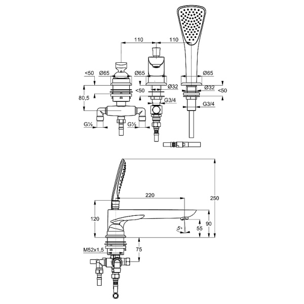 Смеситель на борт ванны Kludi Balance Kludi Balance 524479175