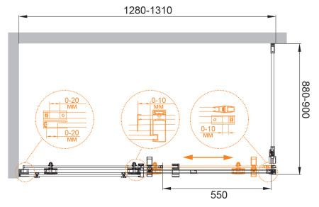 Душевой уголок (130х90) CEZARES STYLUS-M STYLUS-O-M-AH-1-130/90-C-Cr