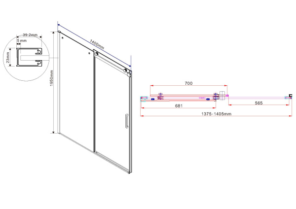 Душевая дверь Vincea Como VPS-1C140CL, (140х195) хром, стекло прозрачное