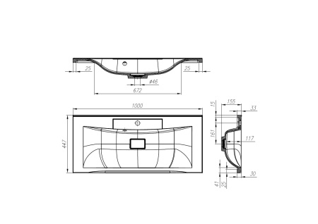 Раковина из искусственного мрамора (100х44,5) BelBagno BB1000/445-LV-MR-PR
