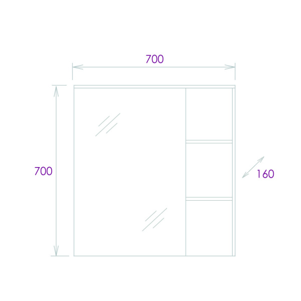 Зеркало-шкаф Onika Легран 70 (70x70) 207036