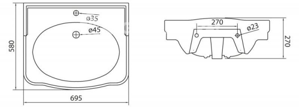 Раковина подвесная (69х58) BelBagno Boheme BB115L