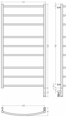 Полотенцесушитель электрический Сунержа Галант 3.0 (120х60) 31-5801-1260 правый