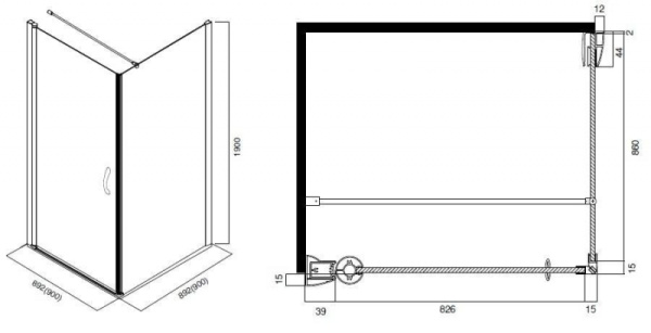 Душевой уголок AM.PM Bliss L W53G-D9W9-0CT