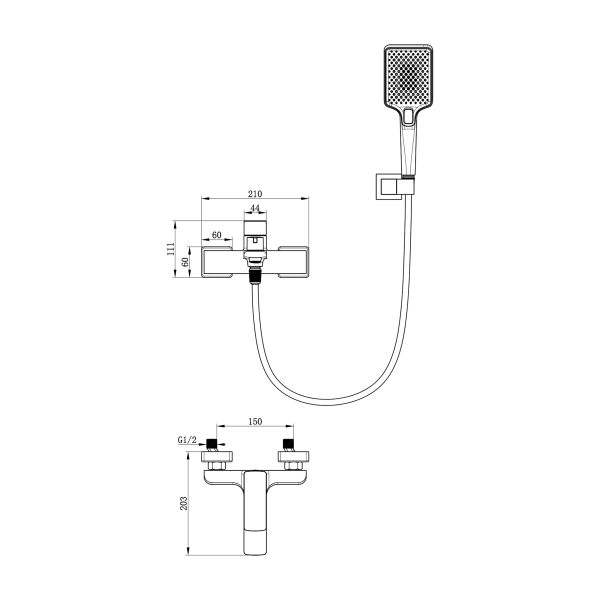 Смеситель для ванны Oliveeka D OL-639003A-BGM, оружейный металл