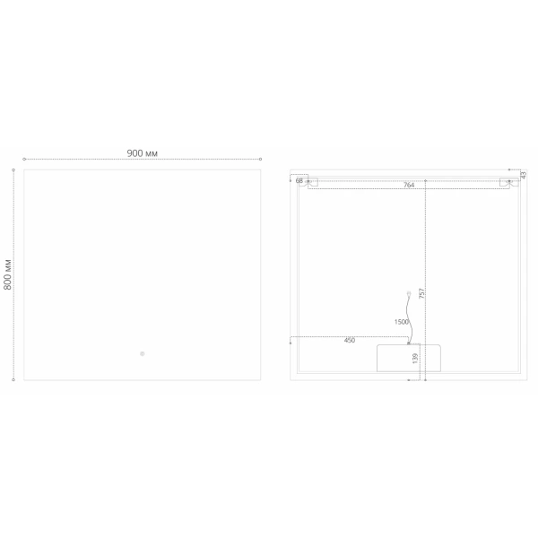 Зеркало (90х80) Grossman PRAGMA-норма 189080 LED с сенсорным выключателем и подогревом