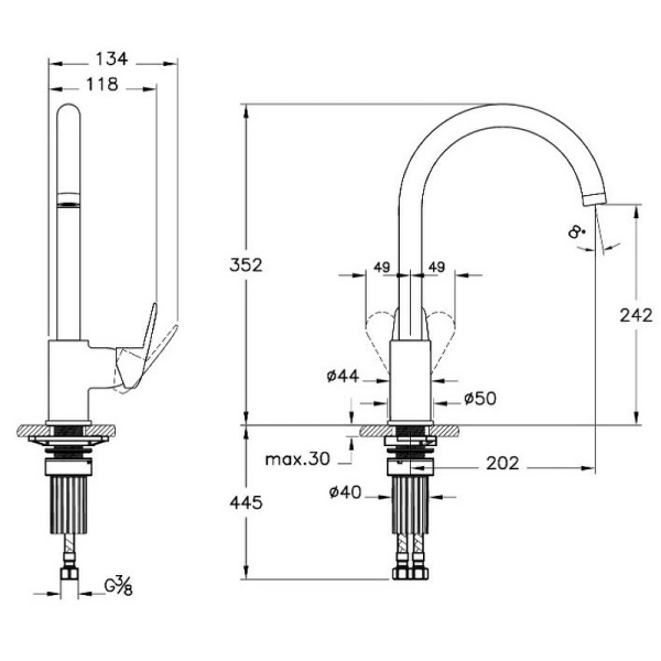 Смеситель для кухни Vitra Flow Round A43407EXP Смеситель для кухни Vitra Flow Round A43407EXP
