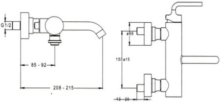 Смеситель для ванны Jacob Delafon Purist E14589-4A-CP