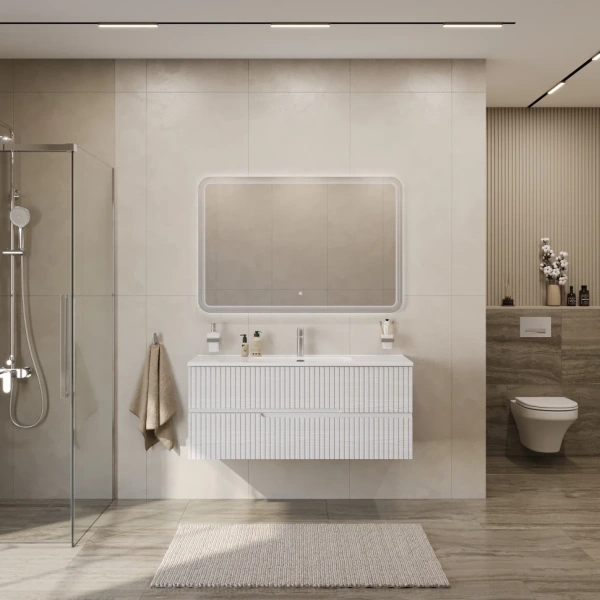 Тумба под раковину Cezares DUET-N-1200-2C-SO-FBS-P Ясень белый софт