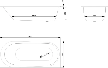 Ванна стальная (180x80) Bette Comodo 1251-000 AS с шумоизоляцией и антискользящим покрытием