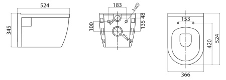 Комплект унитаза с инсталляцией BelBagno BB070CHR/SC/BB002-80/BB014-SR-BIANCO
