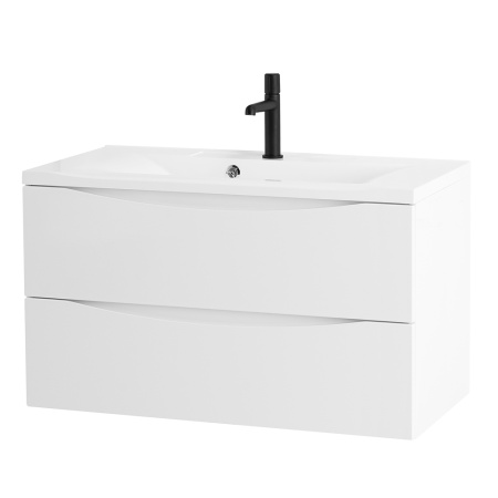 Тумба  под раковину подвесная с двумя выкатными ящиками BelBagno MARINO-1100-2C-SO-BO-P Bianco Opaco
