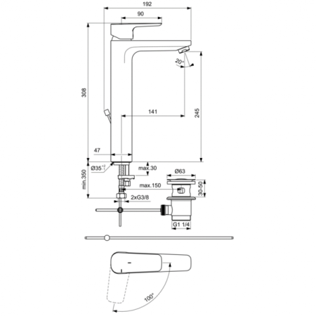 Смеситель для раковины Ideal Standard CERAPLAN III SLIM BC572AA, хром