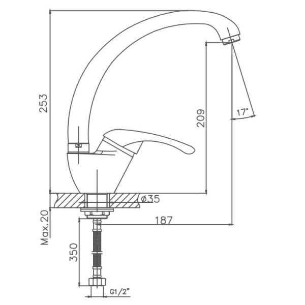 Смеситель для кухни Cron CN4103-8 Смеситель для кухни Cron CN4103-8