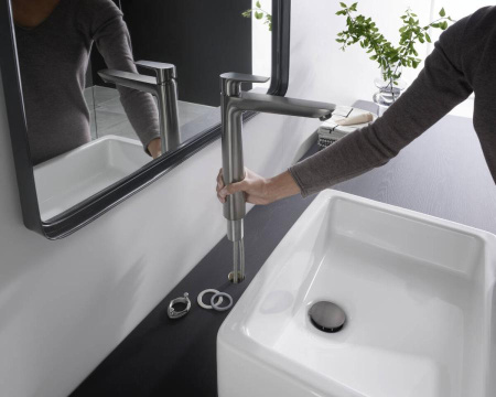 Смеситель для раковины без донного клапана Hansgrohe Talis E 71717340 шлифованный черный хром