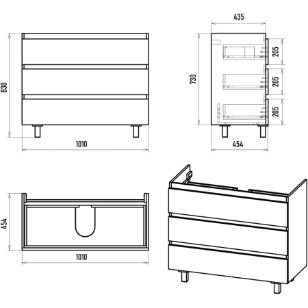 Тумба с раковиной 105 Brevita Victory УТ000023622 серый шелк
