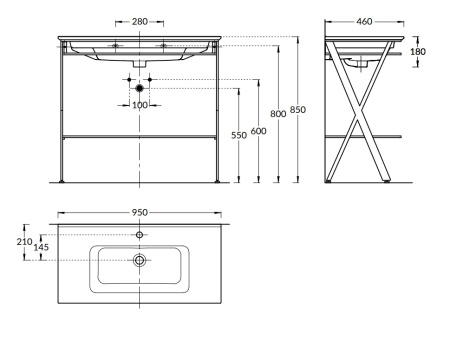 Консоль под раковину Kerama Marazzi Piano Next 95 PIA.N.95\BLK