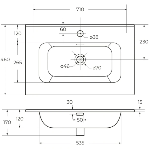 Керамическая раковина CEZARES CZR-8095-70