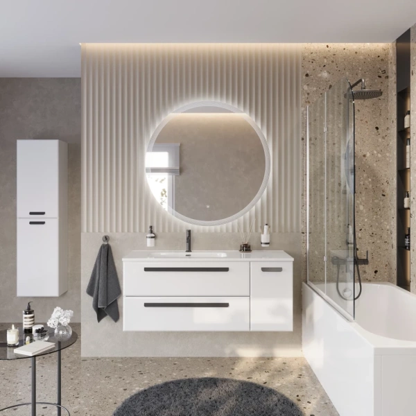 Тумба под раковину Cezares ECO-CER-N-1200-2C-1A-SO-BL-L Bianco Lucido без ручек