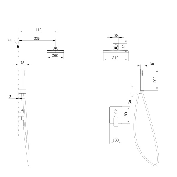 Душевой комплект ABBER Weiss Insel AF8018FW скрытого монтажа без излива, белый матовый Душевой комплект ABBER Weiss Insel AF8018FW скрытого монтажа без излива, белый матовый