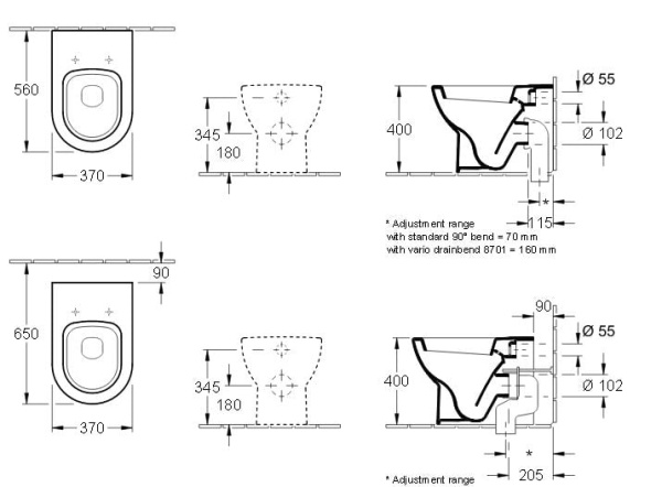 Приставной унитаз Azzurra Nuvola NUV100/P bi без сиденья