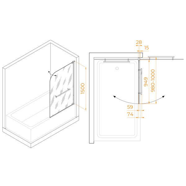 Шторка на ванну 100 см RGW Screens SC-02 03110210-11
