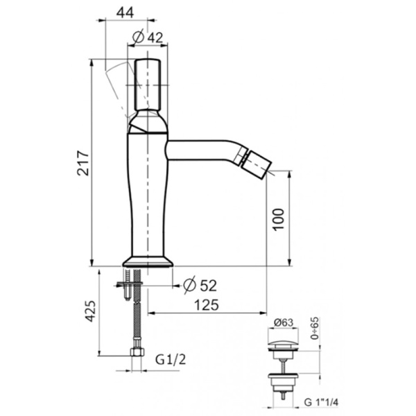 Смеситель для биде Webert Opera OA840102980, розовое золото Смеситель для биде Webert Opera OA840102980, розовое золото
