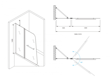 Шторка на ванну (100х140) ABBER Ewiges Wasser AG50100B черный
