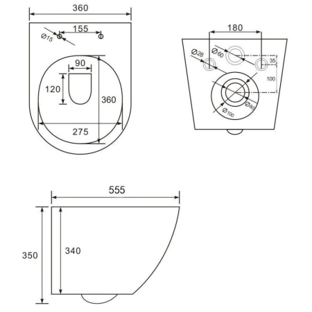 Унитаз подвесной безободковый Art&Max Imola AM213CHR (без сиденья)