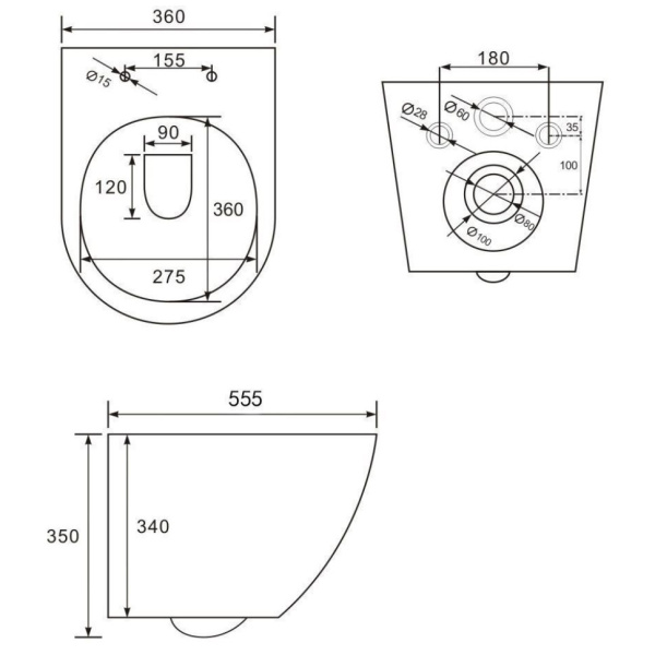 Унитаз подвесной безободковый Art&Max Imola AM213CHR (без сиденья)