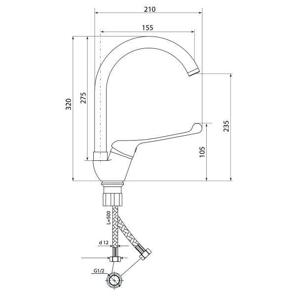 Смеситель для кухни Славен  Хирург Х СЛ-ОД-Х22