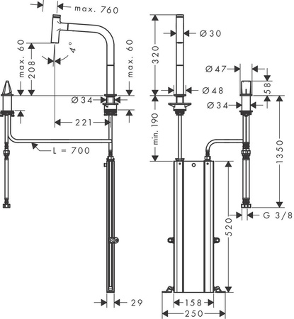 Смеситель для кухни Hansgrohe Metris Select M71 73825000