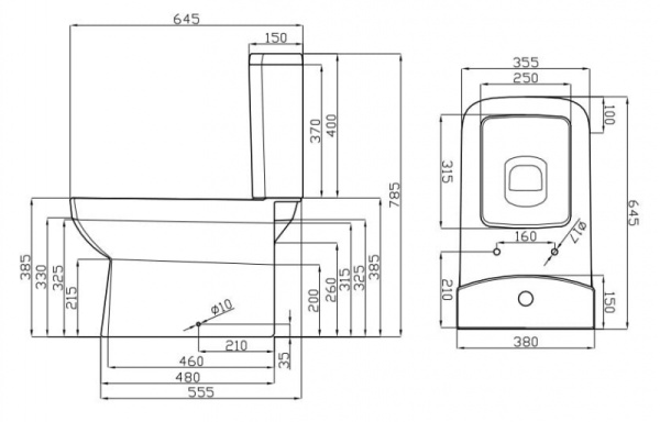 Унитаз компакт DELLA Quattro Wood (024) джаз черный (DE51109002410)