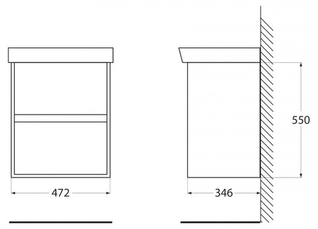 База под раковину Belbagno Neon 50 NEON-500-2C-SO-RS Rovere Scuro