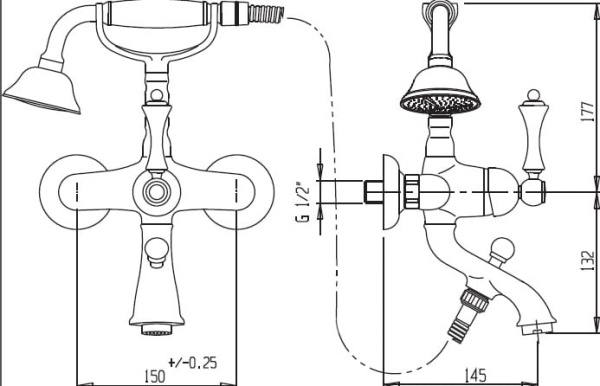 Смеситель для ванны Cezares Atlantis ATLANTIS-VD-03/24-Sw