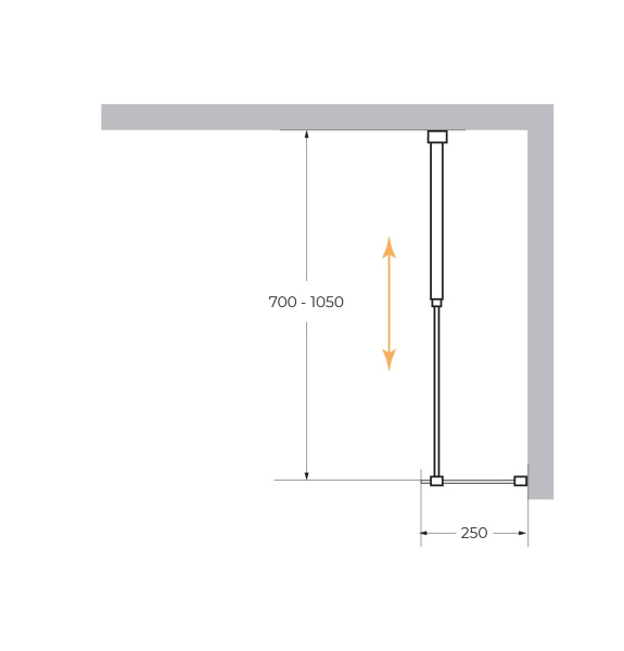 Душевая перегородка 25 см CEZARES LIBERTA LIBERTA-L-1-25-GR-NERO