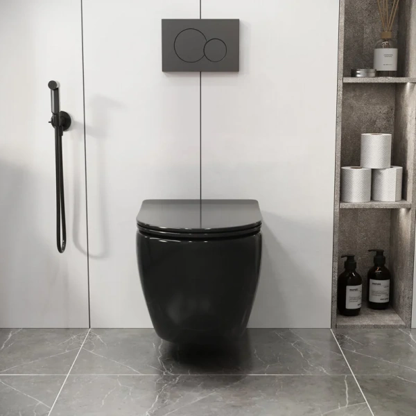 Унитаз подвесной безободковый Grossman Color GR-4411blackS с сиденьем микролифт