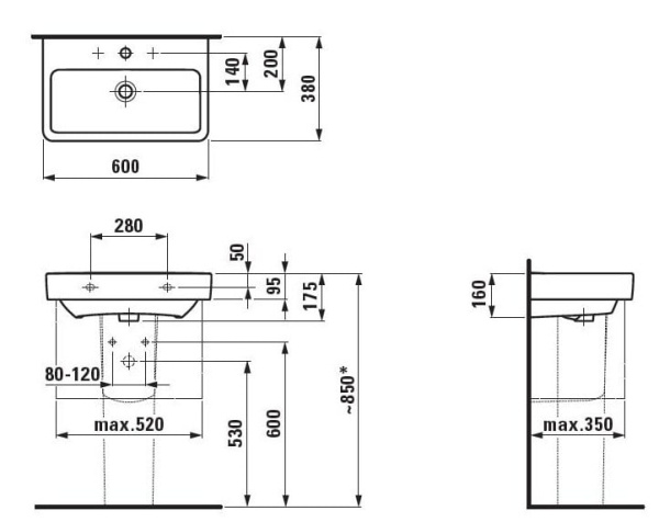 Раковина подвесная (60х38) Laufen Pro S 8.1895.9.000.104.1