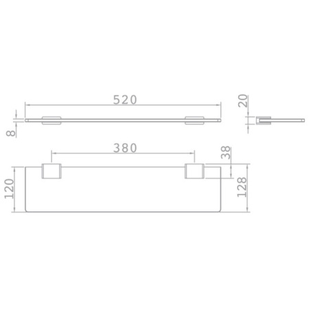 Полка стеклянная 52 см Teka Formentera 170840200