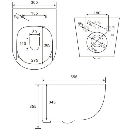 Унитаз подвесной безободковый Art&Max Siena AM221CHR (без сиденья)