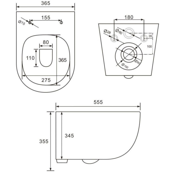 Унитаз подвесной безободковый Art&Max Siena AM221CHR (без сиденья)
