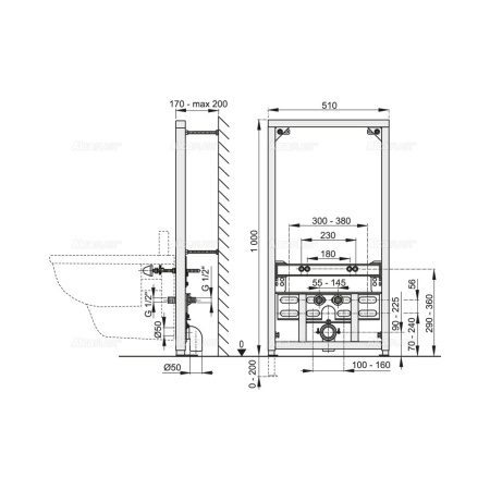Система инсталляции для биде Alcaplast A105/1000