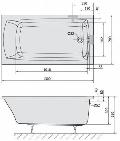 Акриловая ванна 130x70 Alpen Lily 77511