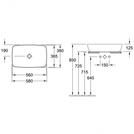 Раковина накладная (58х38) Villeroy&Boch Artis, белый альпин 417258R1