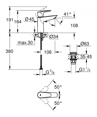 Смеситель для раковины Grohe BauEdge New 23901 001 (23901001) хром
