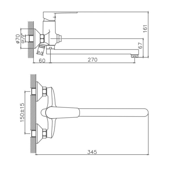 Смеситель для ванны Cron CN22523 Смеситель для ванны Cron CN22523